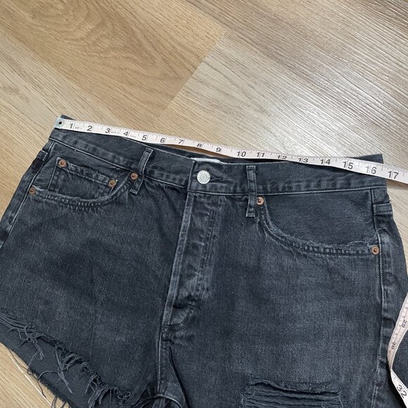 AGOLDE Parker Cut-Off Denim Shorts size 29 curse black gray distressed jean 8 - Picture 6 of 9